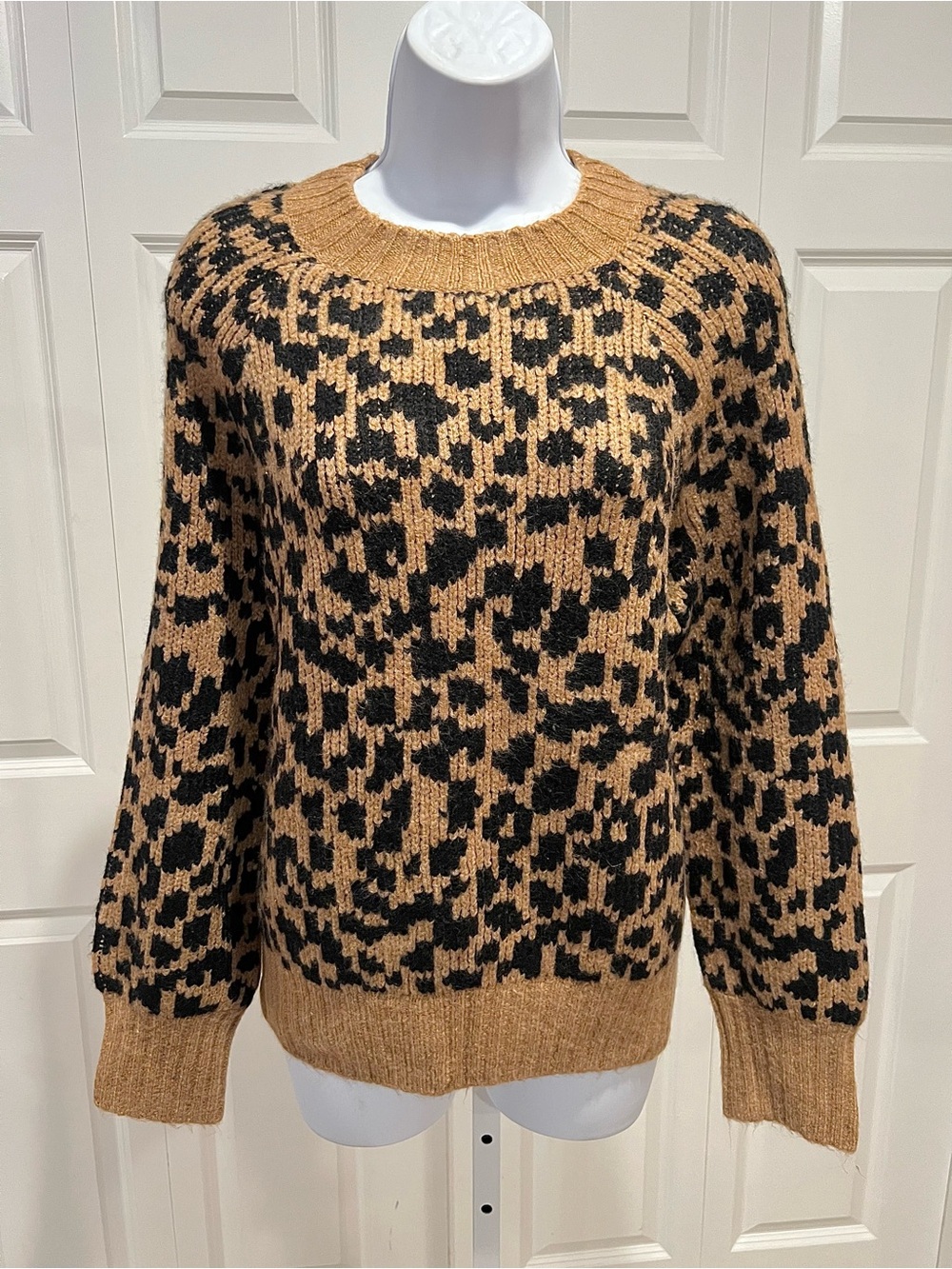 1 Old Navy Leopard Print Crewneck Sweater - Camel and Black